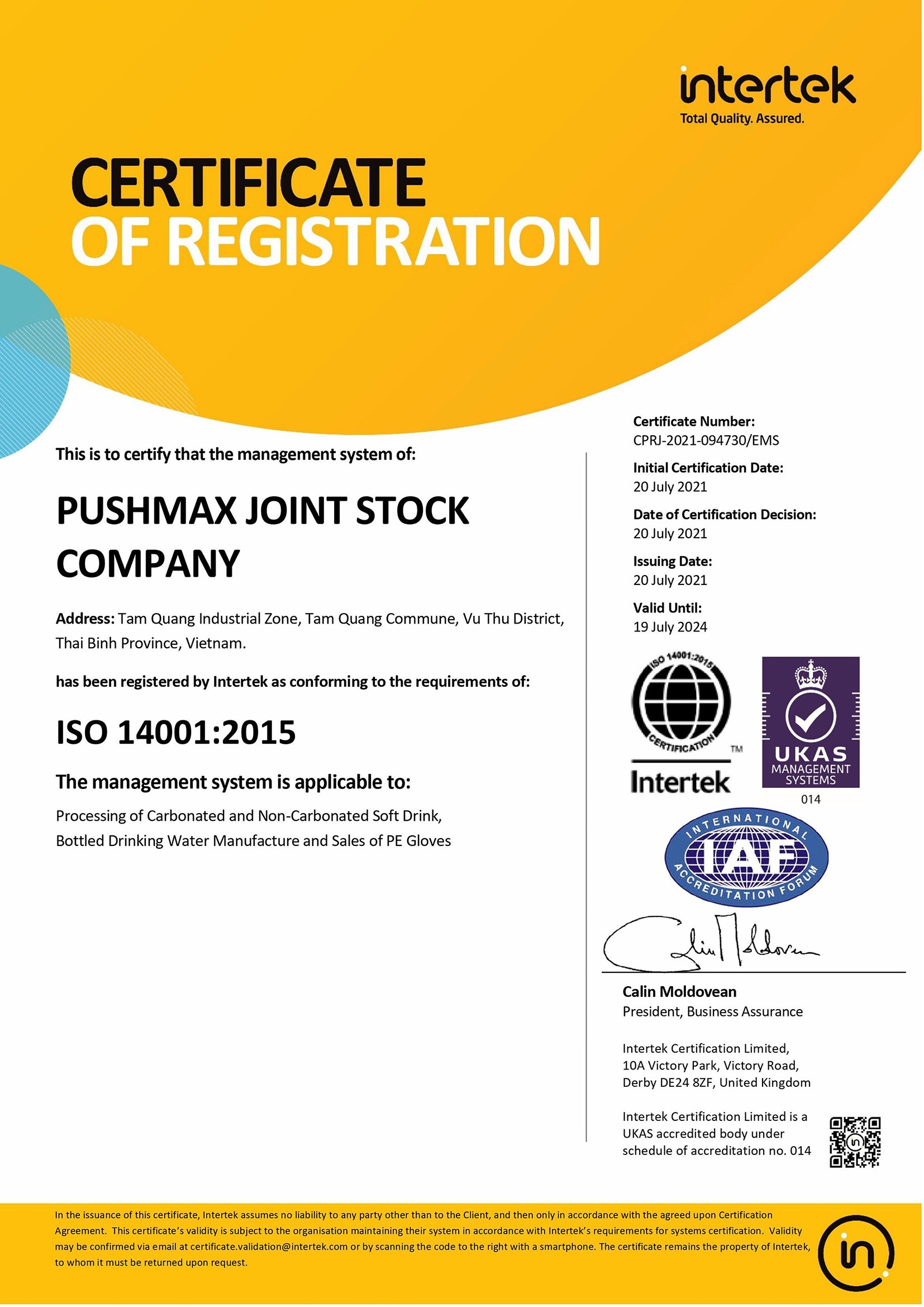 ISO 14001 : 2015}